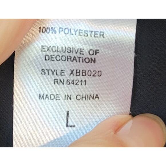 VTG California Dynasty Black Beaded Lace Chiffon Slip Dress L Asymmetrical Hem - Picture 9 of 10